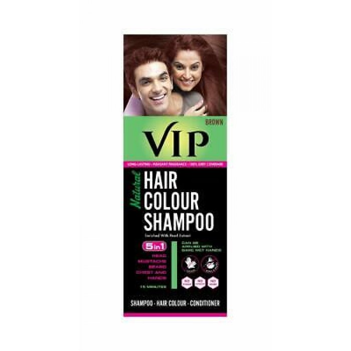 VIP HAIR COLOR SHAMPOO (BROWN) 5 IN 1-180ML
